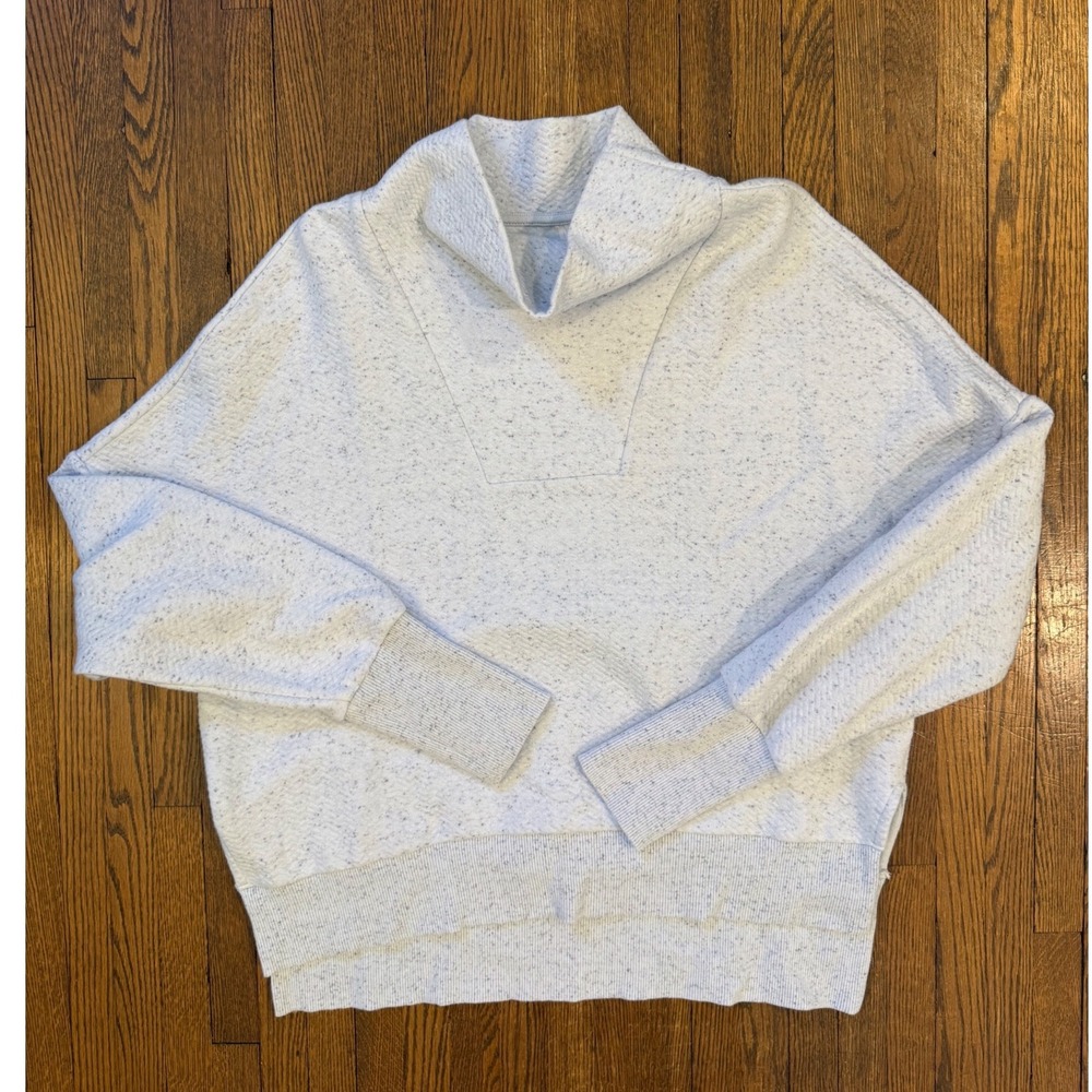Calia Womens Gray Speckled Quilted Funnel Neck Pullover Sweatshirt Small